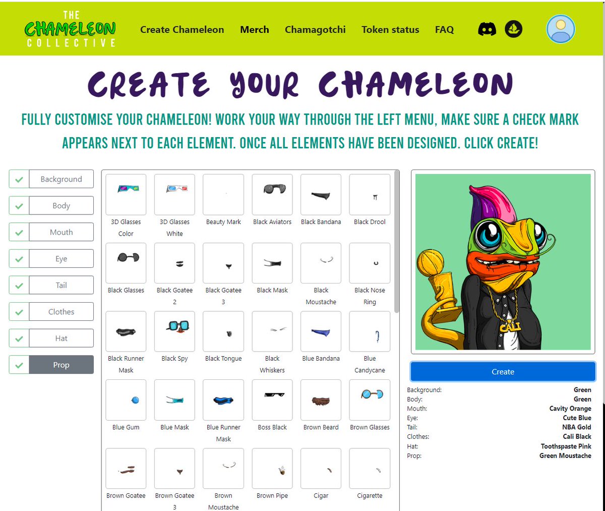 Wanna get an idea of what a Chameleon will look like? Create a <a href="/Chameleon_NFT/">The Collective</a> today using all 900+ traits. Ability to purchase burned traits and add them to your NFTs coming in the next day or two :)