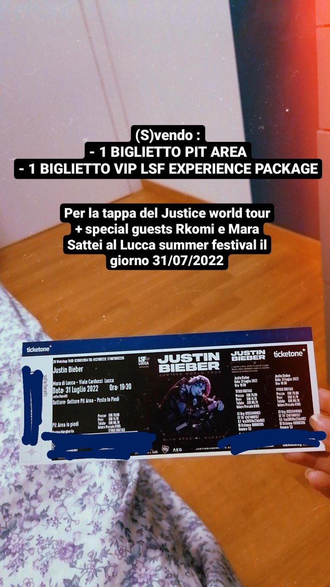 Sofia_Fioretti's tweet photo. SVENDO BIGLIETTI PER LA DATA DEL 31/07/2022 DEL LUCCA SUMMER FESTIVAL! #JustinBieber #JusticeWorldTourBKK #justiceworldtour #jb #luccasummerfestival #rkomi #marasattei https://t.co/5J4k9Xk8PJ