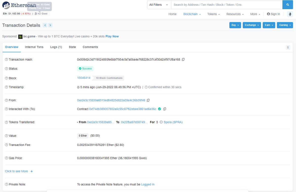 FintwitMatt's tweet photo. Initial cash deposit, buy and transfer of #Spera looks to be a success. A small amount to ensure transfer-ability, but damn, it works and works well! Txn can also be seen on etherscan. SPRA visible in my MetaMask and TrustWallet.

Good work @APTYsys $APTY

https://t.co/jtDJeYBRic https://t.co/2KUxZx6EYb