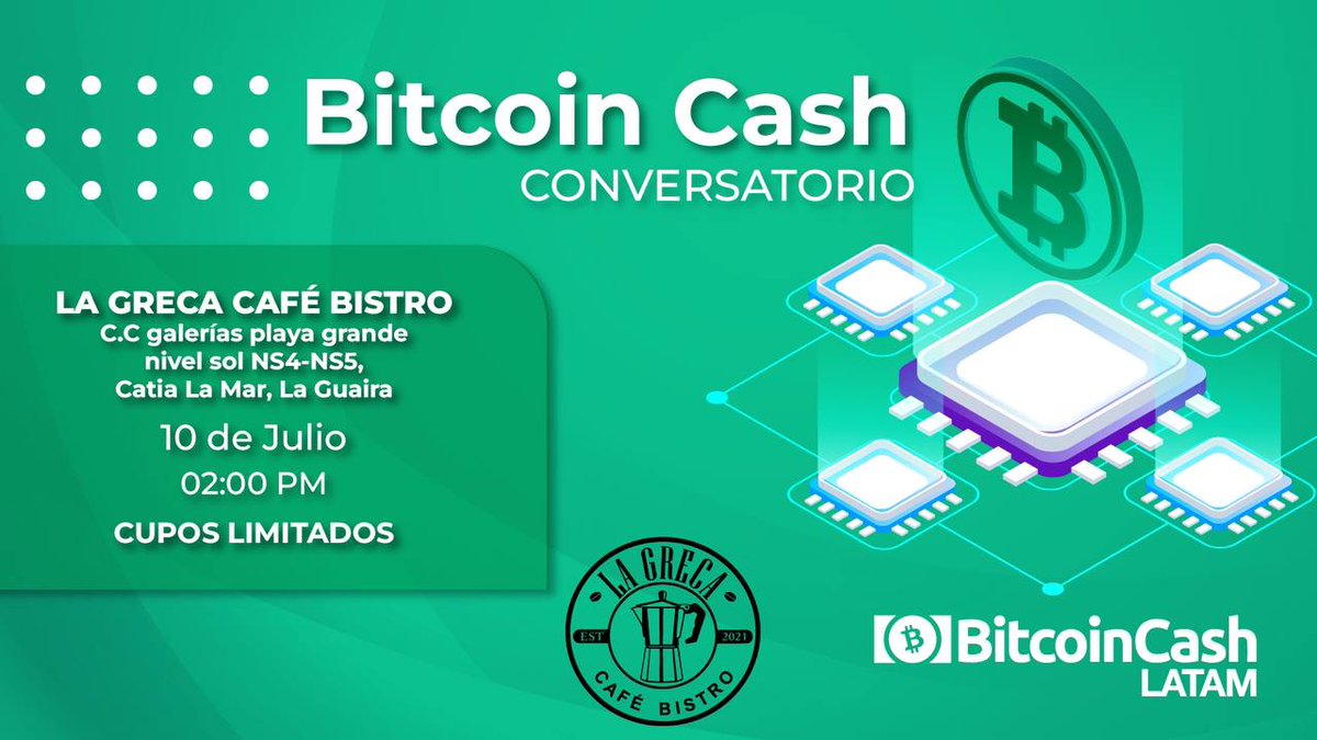 Nuevo Conversatorio de #BitcoinCash en La Guaira😎

¡Aprende a cómo usar #BCH!

C.C Galerías Plata grande nivel sol NS4-NS5, Catia La Mar, La Guaira

Domingo 10 de Julio 2:00 pm

Evento gratuito⭐

 ¡Construye tu prosperidad con Bitcoin Cash!

meetup.com/es/bchvenezuel…