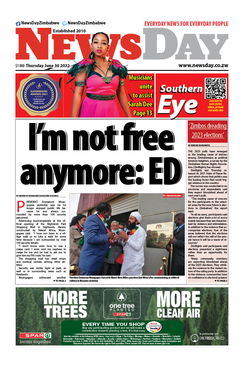 NewsDay Zimbabwe on Twitter: "🔴Just published: front page of the #