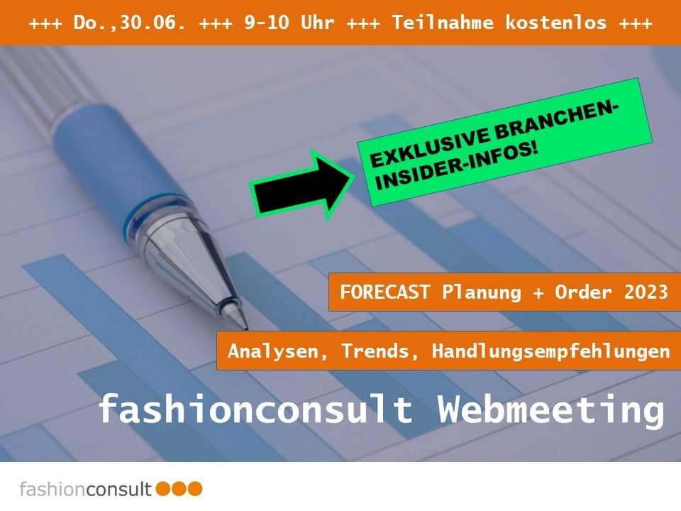 fashionconsult FORECAST #Planung + #Order 2023 - Spannende #Insights und #Benchmarks für #Unternehmensplanung und #Vororder im #Modehandel. Handlungsempfehlungen von <a href="/fashionconsult1/">Leo Faltmann</a> Experten. 

Must-have für jeden #Modehändler: Gratis #Report über d.solzer@fashionconsult.de