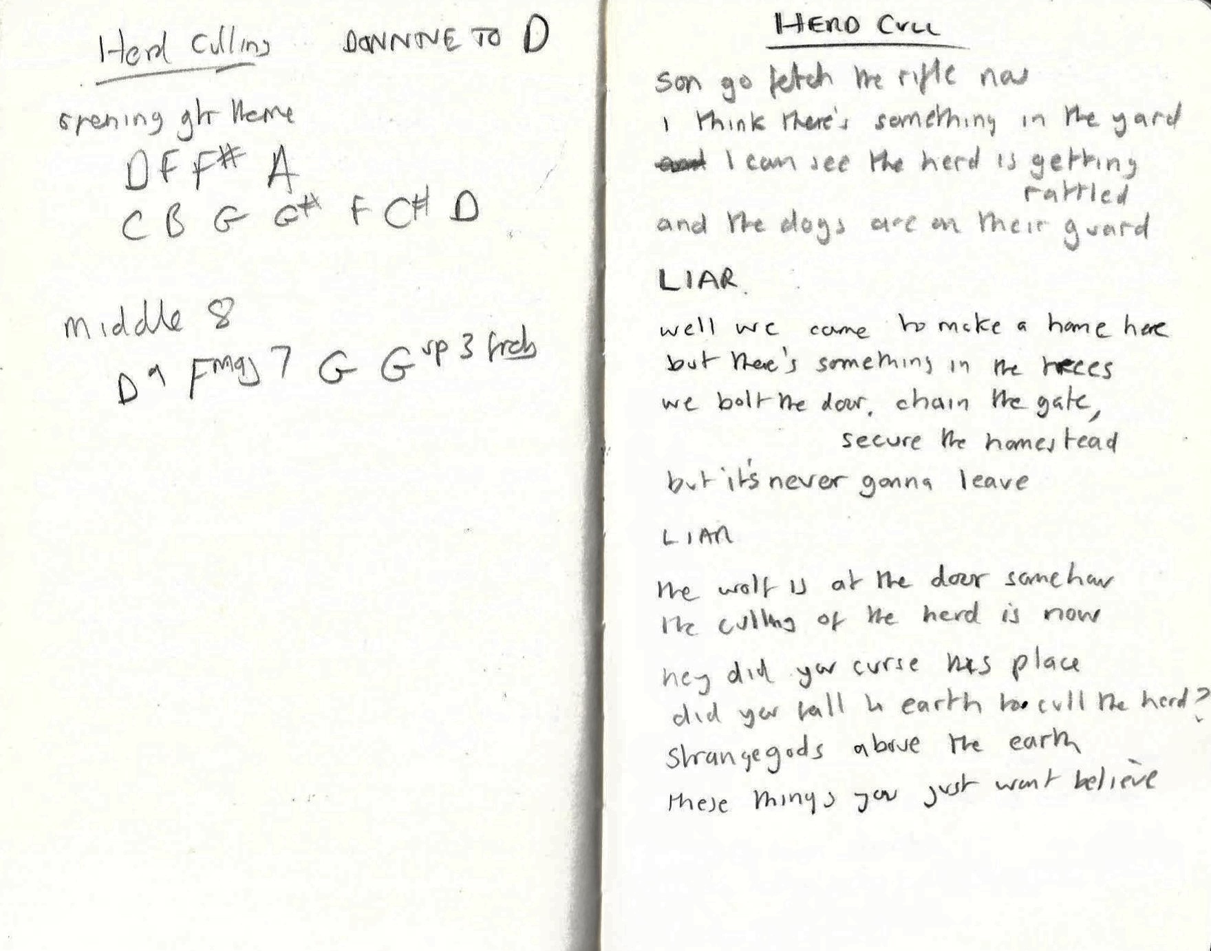 Steven Wilson on Twitter "Here are my handwritten lyrics for Herd