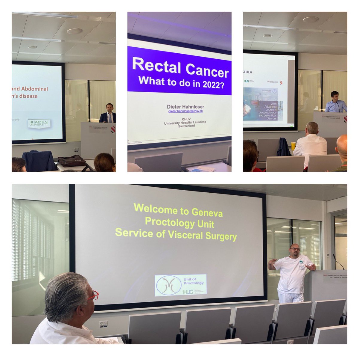 Last week I had the pleasure to attend Advanced Course in Coloproctology and Pelvic Floor Disorder at Geneva University Hospitals (HUG). 
Thank you to @Prof Frederic Ris and all speakers for great sessions and interesting live surgeries.