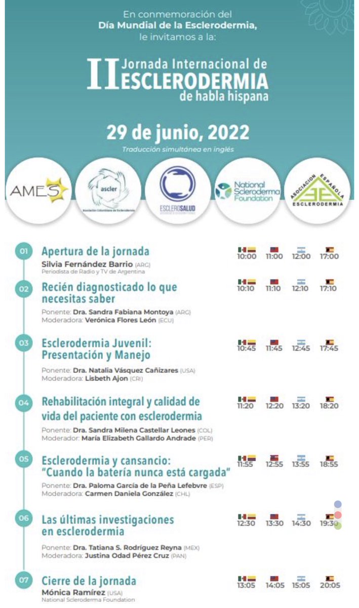 Tuve la oportunidad de compartir mi conocimiento sobre la esclerodermia juvenil a pacientes de habla hispana que poco acceso tienen a este tipo de eventos a nivel mundial. Agradezco a @scleroderma y a mis pacientes por su constante enseñanza #WorldSclerodermaDay ❤️