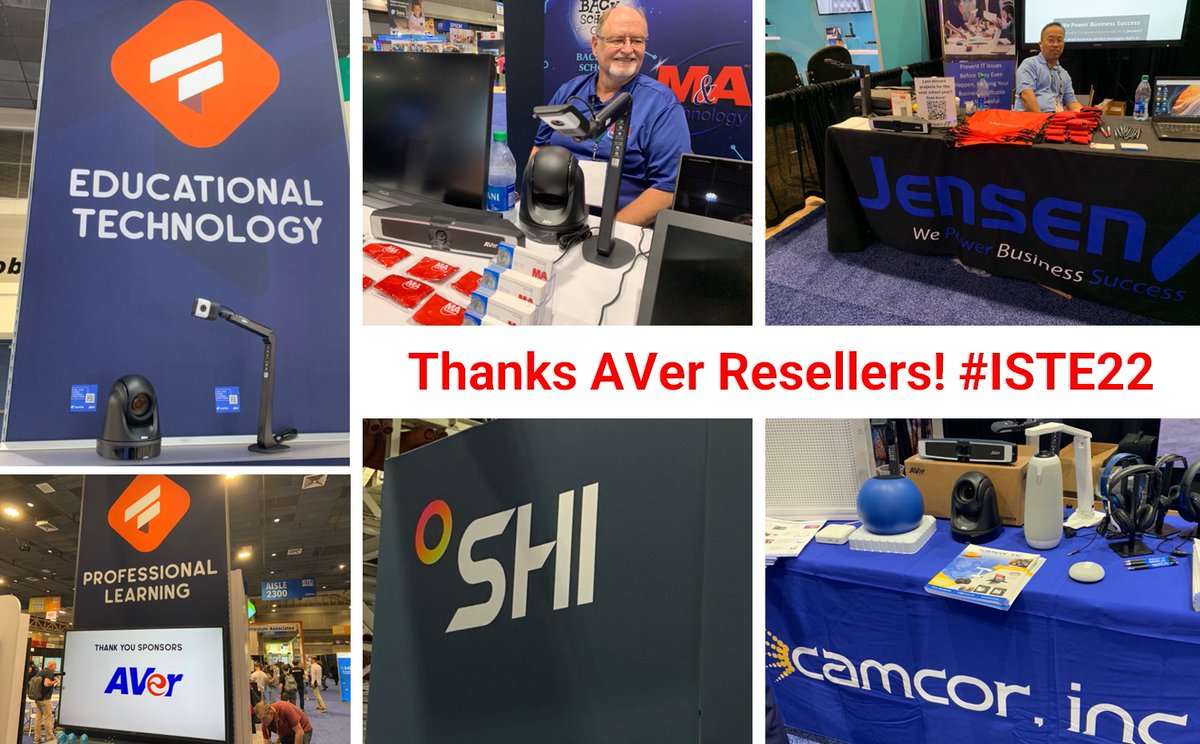 AVerInformation's tweet photo. Thanks to our amazing reseller partners for showcasing our products at #ISTELive as well! #Trafera #SHI #Camcor #JensenIT #MAComp https://t.co/UdfN7qFiyi
