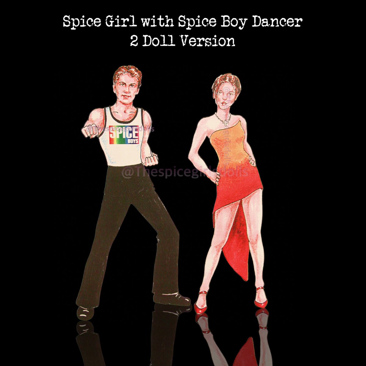 AdamWeatherly's tweet image. I’ve saved this for the end of #pridemonth. This was an option had the @spicegirls doll line continued with Hasbro. The Viva Forever2 dolls would have been repackaged without the puppets and replaced with a #SpiceBoy backup dancer doll. @victoriabeckham #spicegirldolls