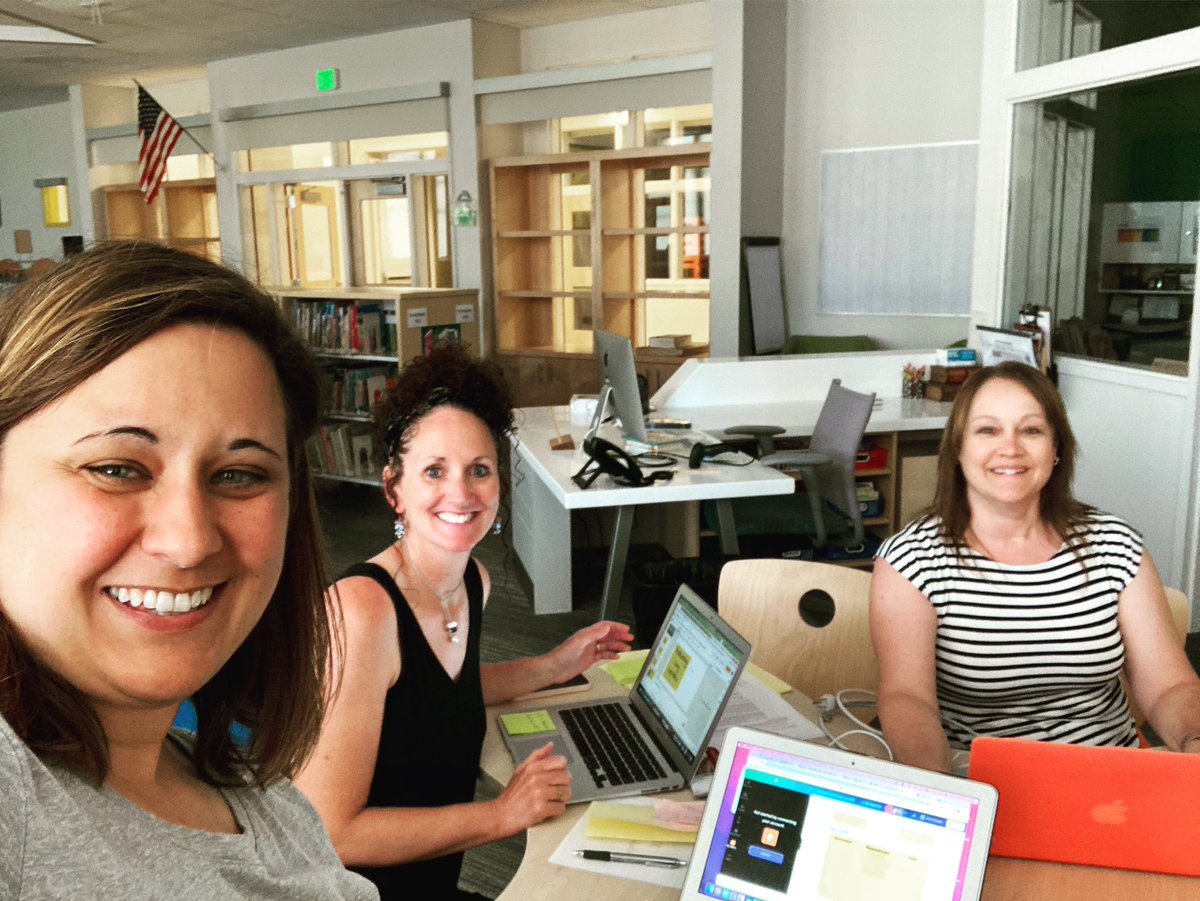 caribouteacher's tweet photo. Design thinking, podcasting and VR! Oh my!  Great collaboration happened today with @ACTOY2019 and school librarian, Stephanie, working to get our exhibit ready for the Computer Science Education Showcase coming up in 2 weeks. #EveryTeacherALeader #TeachMaine #innovation https://t.co/teEa9gUmy3