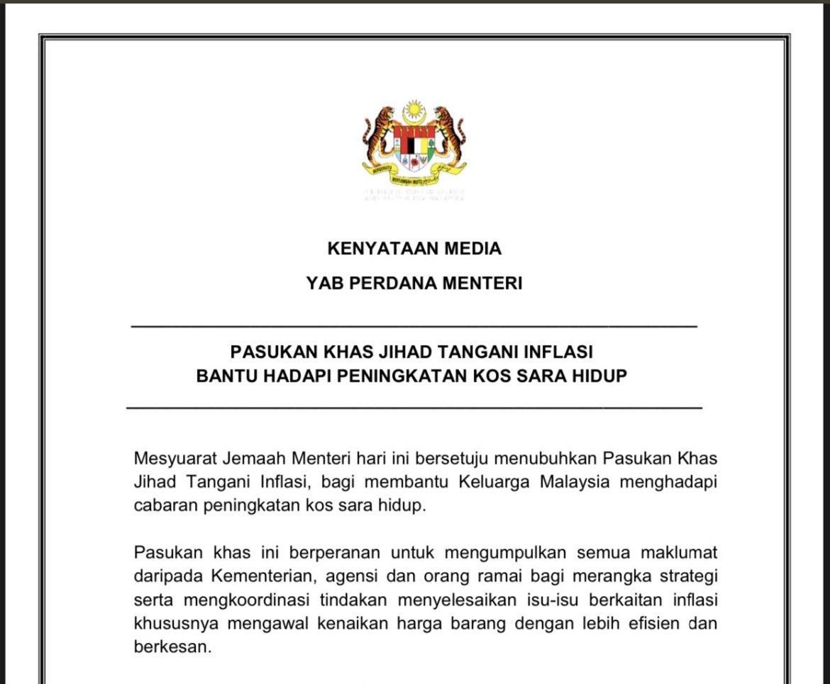 nungsari's tweet photo. Tak perlu. Kabinet 32 menteri mesyuarat setiap minggu. Buat agenda tetap “kos sara hidup” sajalah utk Kabinet. Tutup segala MTindakan Ekonomi, MPemulihan Negara, MTindakan Sara Hidup, dsb. Tertumpu &amp; terselaras. https://t.co/yd9kjThp7C