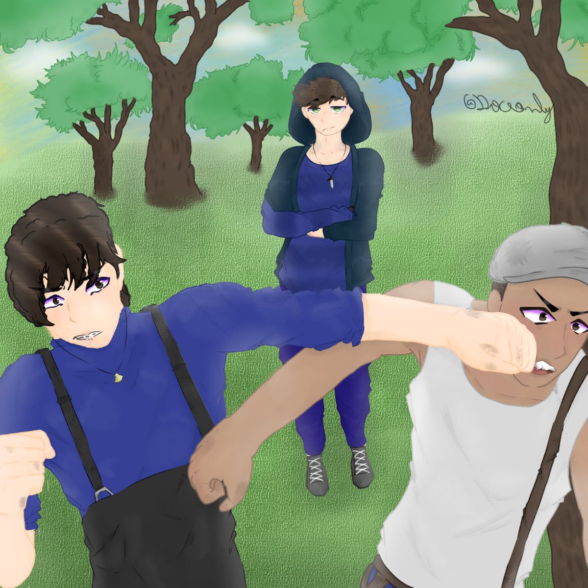 doceonly's tweet photo. A hora que o Milo deu o socão eu imaginei o Oliver assim no meio da briga KKK #OSNI #OSNIFanart #OSegredonaIlha https://t.co/XnlN1wQU78