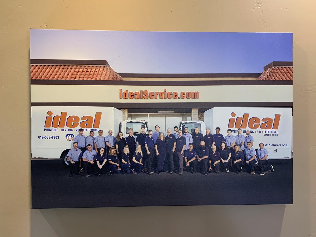 IdealSanDiego's tweet photo. Loving the new canvas print of our 2022 team photo from @ReplicaPrinting! Adds a nice touch to our office space. #idealservice https://t.co/qJ5KOhY4U4