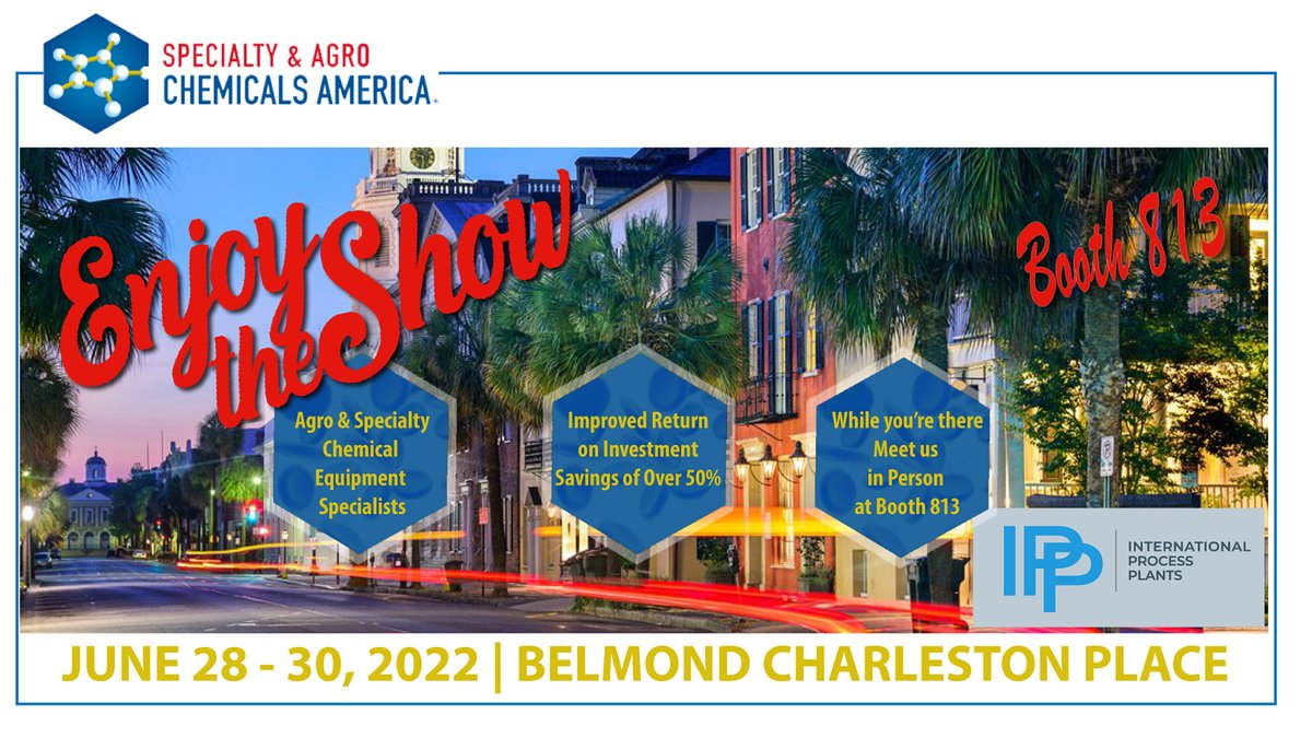 processplants's tweet image. Visit IPP and UGE at Booth #813  @ChemicalsAmer  in Charleston now - June 30th!  Learn how IPP can save your project lead time and capital! Enquire about UGE's reglass and glass-lined equipment!  #processplants #chemicals  #processequipment #reglassing #glasslined