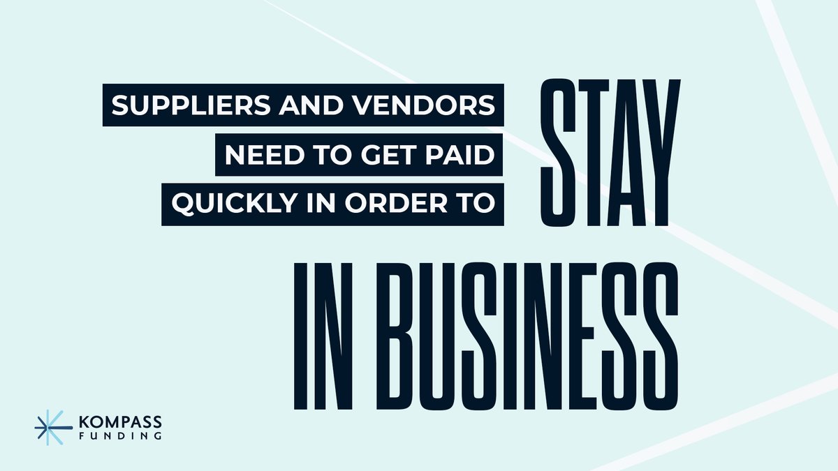 KompassFunding's tweet photo. Early pay your suppliers and vendors to strengthen your supply chain without changing your normal payment terms through our Supplier Quickpay Program.
#kompassfunding #cashflow #supplychain https://t.co/GGpgdOrJpt