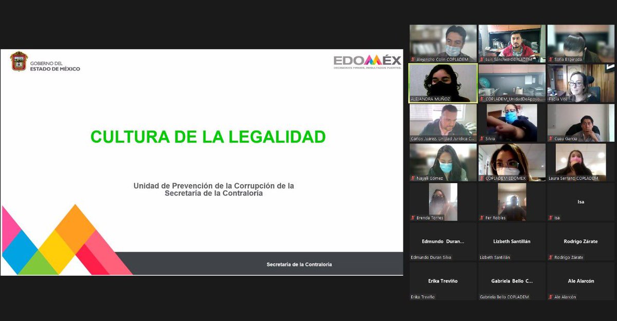copladem's tweet photo. En el marco de las actividades de nuestro Comité de Ética, personal de la @ContraloriaGEM nos brindó una capacitación con el propósito de consolidar una #CulturaDeLaLegalidad en el actuar de las personas servidoras públicas bajo los principios de integridad y honestidad. https://t.co/ulMxdOhYKG