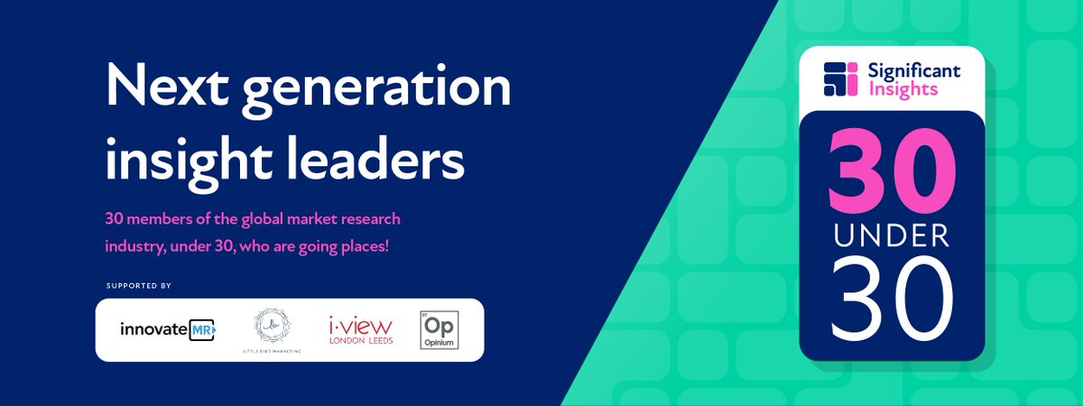 Sig_Insights's tweet photo. Champion your colleagues! Identify the next generation of insight leaders in the global 30 Under 30 #MRX30under30, now open for entries. Nominate or enter yourself.

https://t.co/KmXgLO5Apf

Sponsored by @LittleBirdMktg @InnovateMR @OpiniumResearch
@iview_studios https://t.co/wSuPcywFwG