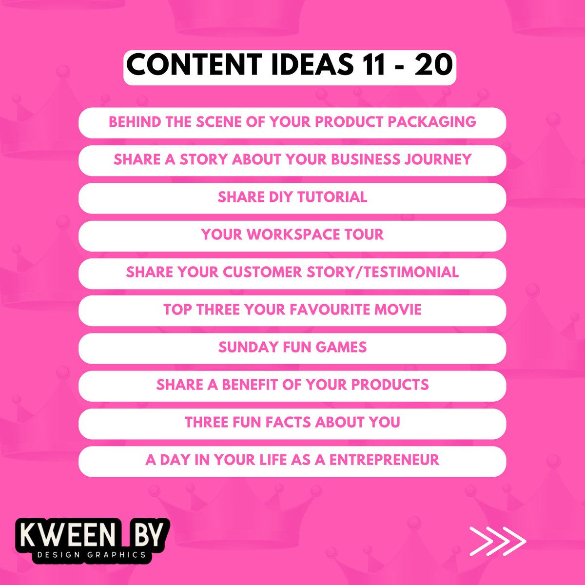 kweendesigns's tweet photo. Your business is your life. It's what you pour your heart and soul into day in and day out. And it can be tough to keep coming up with new, fresh ideas to keep things going. 
I’m offering 30 content ideas for your business - all you have to do is share this💗#marketing  #branding https://t.co/77GP5NKrSF