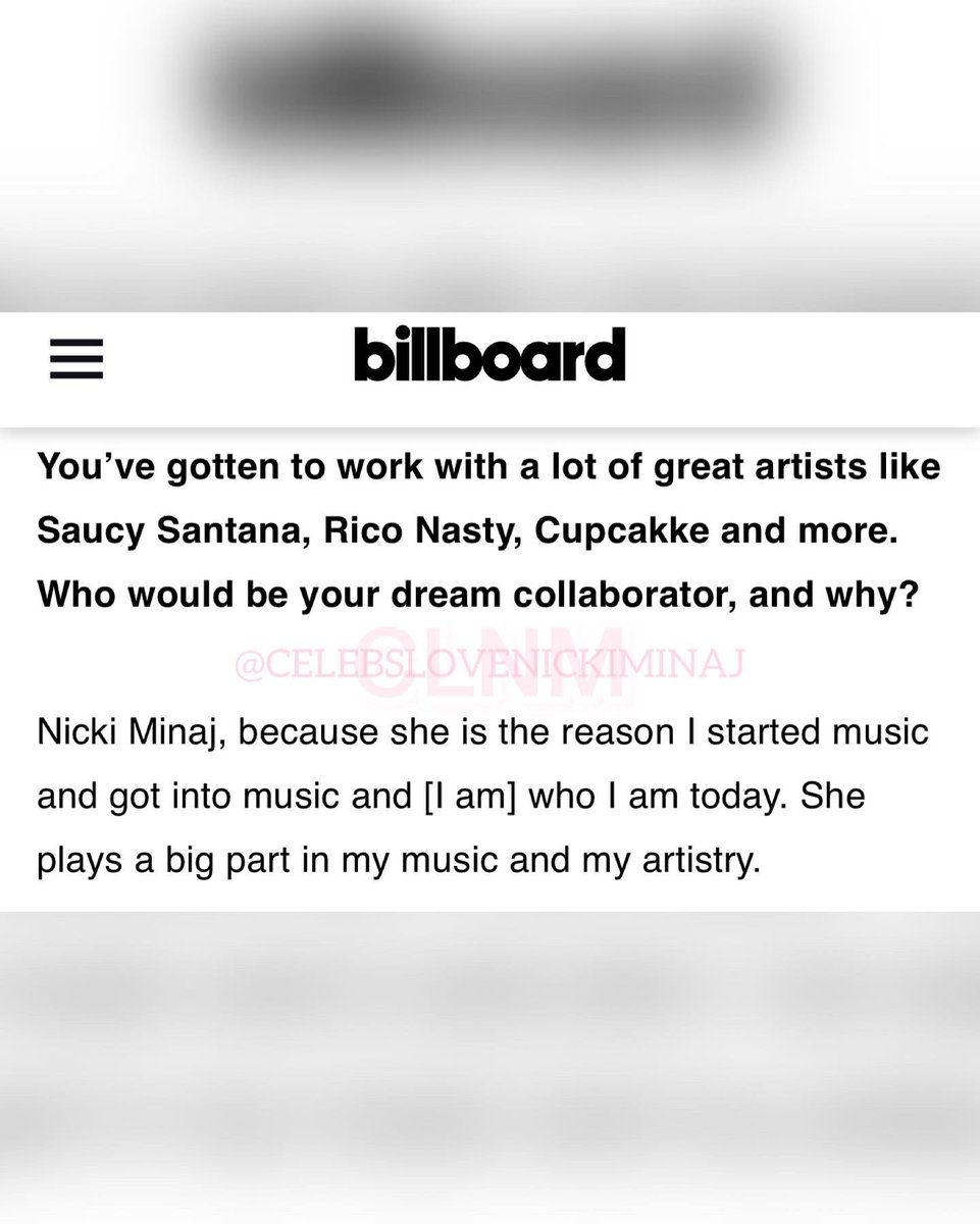 CelebsLuvKarolG's tweet photo. .@kiddkenn tells @billboard that his dream collaboration is with @NICKIMINAJ, because she’s the reason he started music &amp; got into music and who he is today. “She plays a big part in my music &amp; my artistry.” 😍😍NICKI WEEK - NICKI’S RETURN🦄 #kiddkenn #nickiminaj #celebslovenicki https://t.co/Sg5X53j0Bi