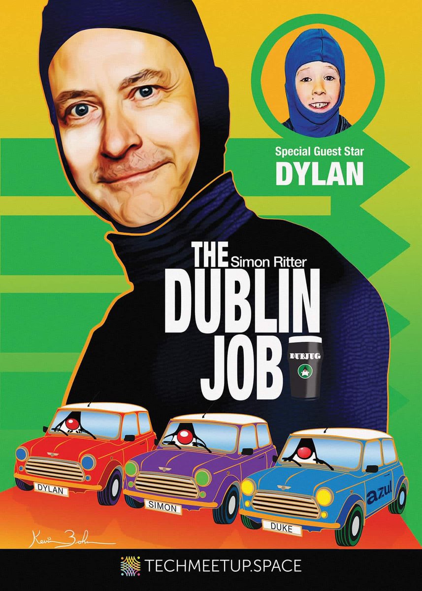 DubJug's tweet photo. It’s been a great pleasure hanging out with @speakjava today - thanks @AzulSystems - here’s @dubjug present to Simon painted by #dublin #digitalart #kevbohan aka #kbone #classicminis #theitalianjob #java @Java_Champions @TechMeetupSpace https://t.co/RLyXEgMEFM