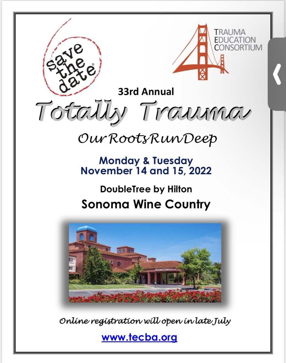 TECtrauma's tweet photo. Join us for Totally Trauma in the Sonoma Wine Country Nov 14&amp;15 https://t.co/qUSREiCzu0