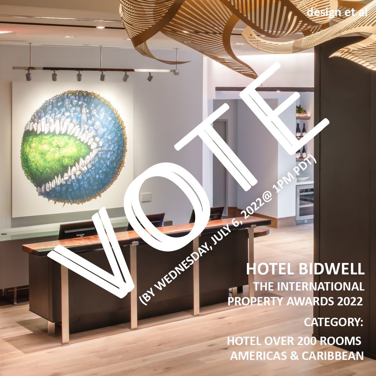 Dawson Design Assoc. (@dda__inc) on Twitter photo WE NEED YOUR VOTE FOR THE SHORTLIST!! We are proud to announce HOTEL ZIGGY and THE BIDWELL PORTLAND are in the running for the <a href="/Property_Awards/">International Property Awards</a>!
Cast your votes in before July 6th (Wednesday) at 9 am PDT, 12 pm EDT and 17:00pm BST.
Link below:
thedesignawards.co.uk/ihp-voting/ WE NEED YOUR VOTE FOR THE SHORTLIST!! We are proud to announce HOTEL ZIGGY and THE BIDWELL PORTLAND are in the running for the <a href="/Property_Awards/">International Property Awards</a>!
Cast your votes in before July 6th (Wednesday) at 9 am PDT, 12 pm EDT and 17:00pm BST.
Link below:
thedesignawards.co.uk/ihp-voting/