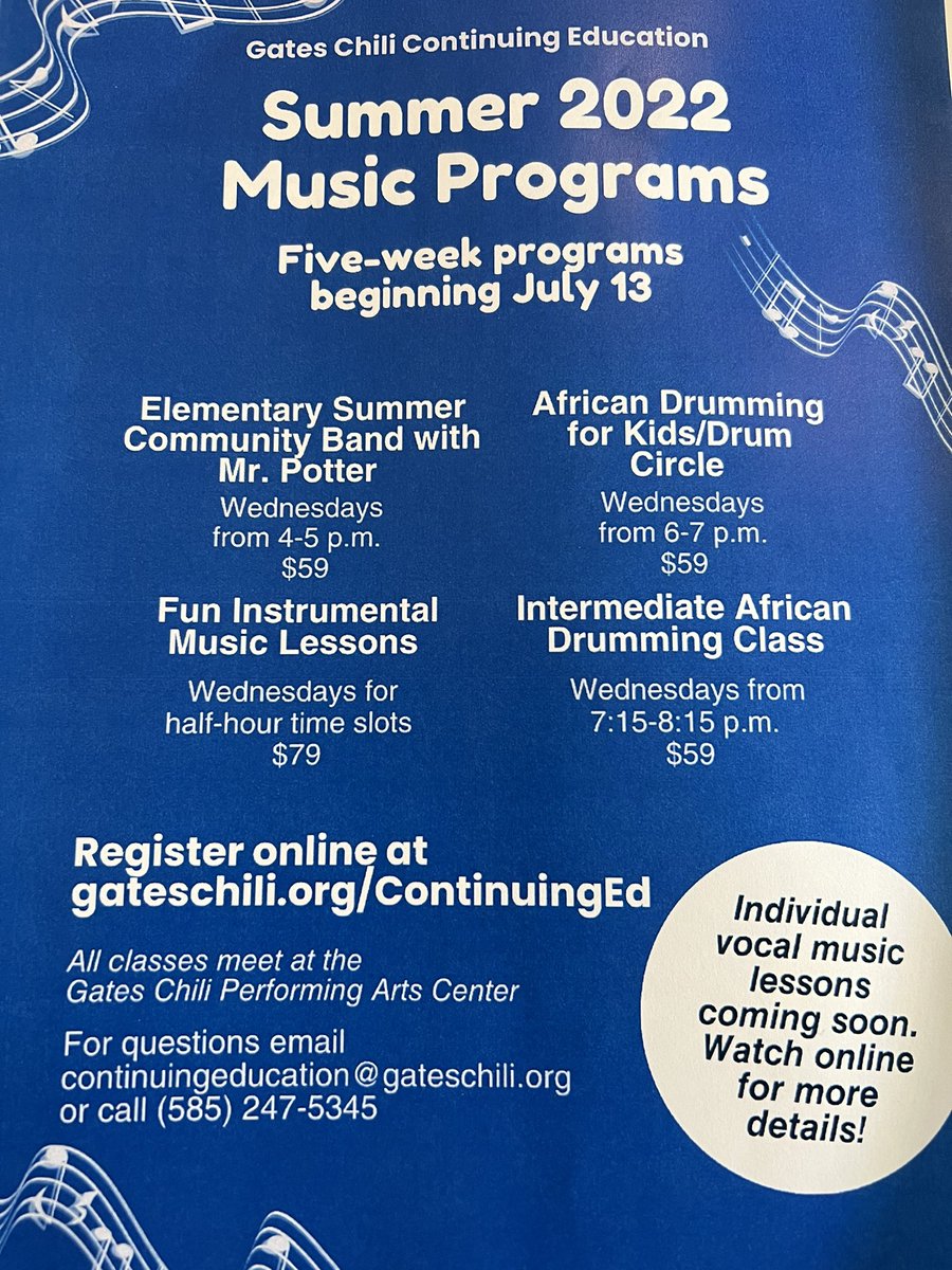 GC_ContinuingEd's tweet image. Where are our band kids?  Register now at gateschili.org/continiunged