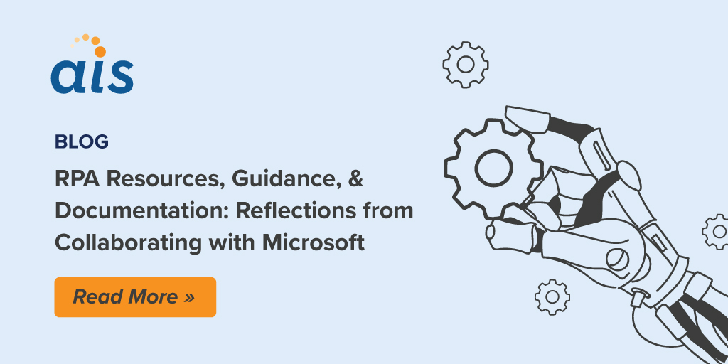 Learn more about #RPA resources, guidance, and takeaways from the AIS and #Microsoft collaborative whitepaper on enterprise deployment of RPA.: okt.to/6Fm2St