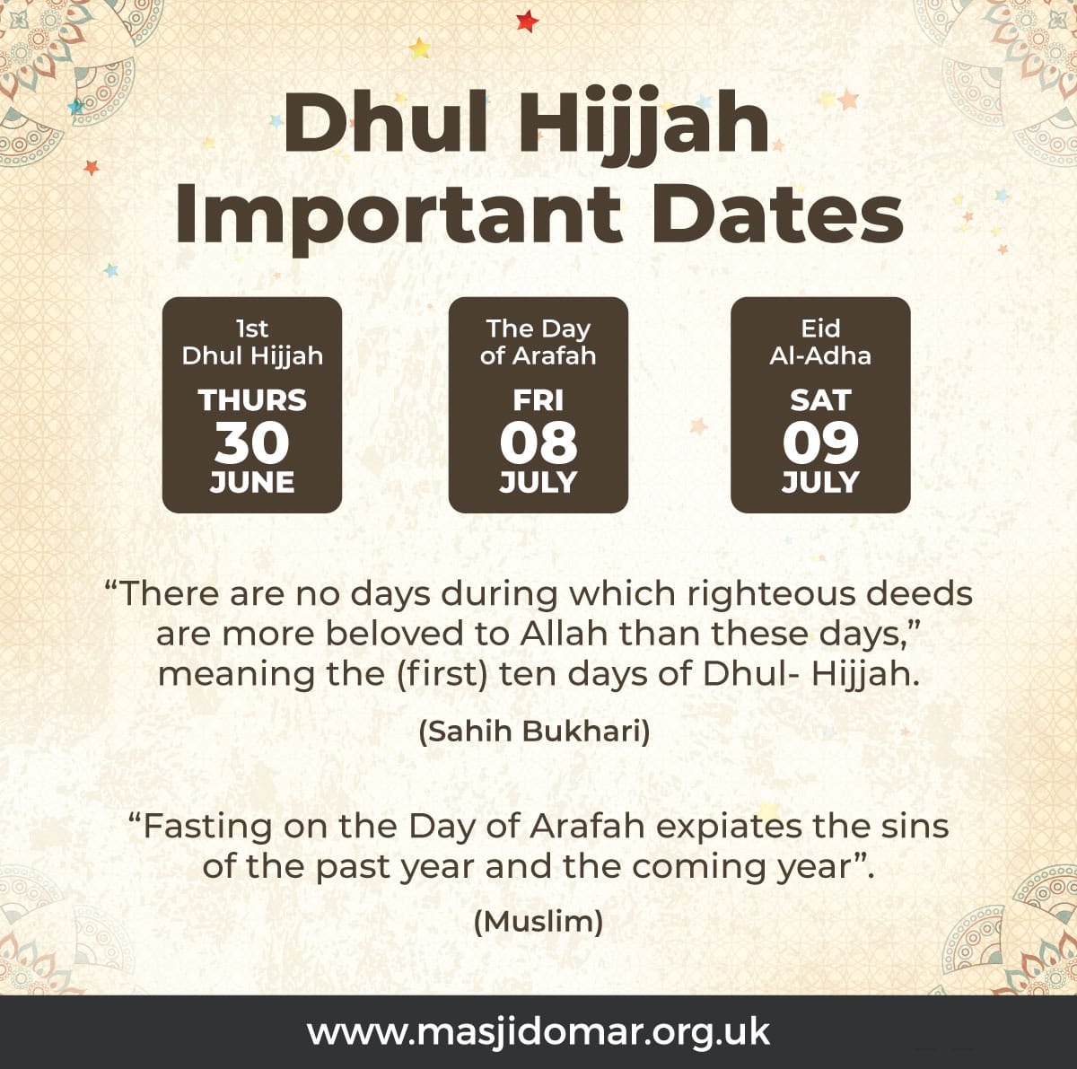 Tomorrow marks the beginning of the month of Dhul Hijjah 1443/2022.
masjidomar.org.uk #masjidomar #huddersfield 🕋 #Hajj2022 #Hajj1443