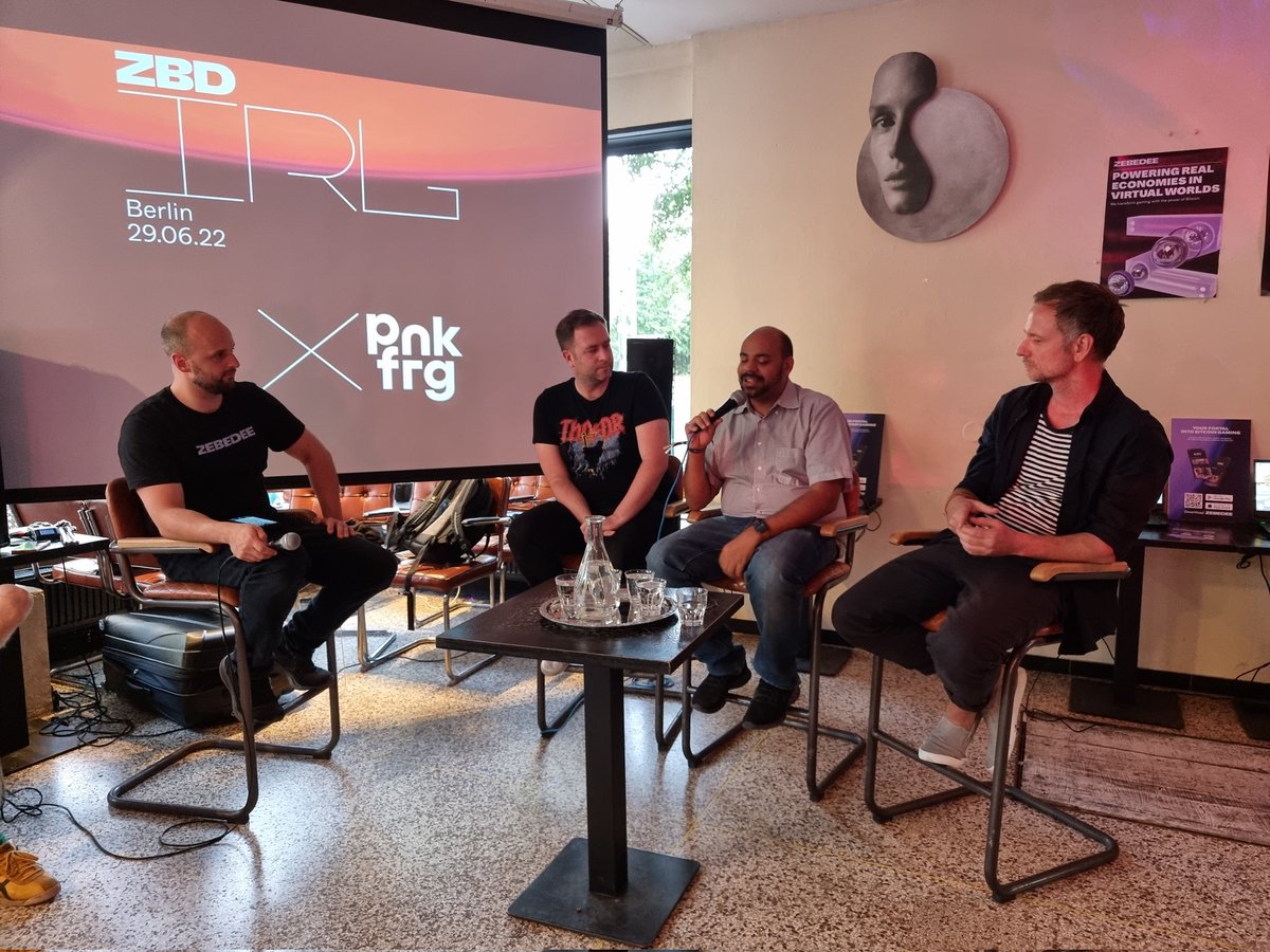 zbdpay's tweet photo. Our first ZBD IRL event is a wrap! 🎉
Thank you @pnkfrg for co-hosting and welcoming us to Berlin!

Talks, panels and playing #Bitcoin games – just the way we like it ✨
Special thanks to @THNDRGAMES and @EverdreamSoft for joining us on the panel! https://t.co/6IMwQpuw39