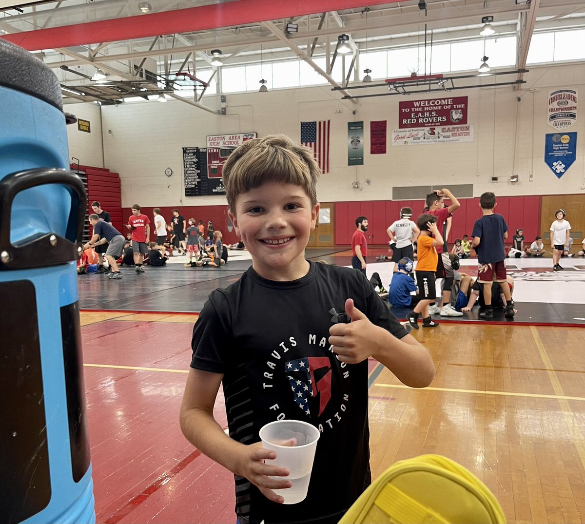 Santo Farina got a <a href="/sagekaram/">Sage Karam</a> signed hero card for being the Outstanding Camper award today and Tommy McClarin is giving the Elite Wrestling Camp a thumbs up!