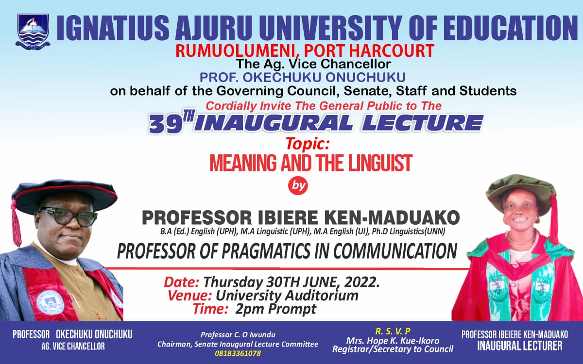 ICA22PHCHUB's tweet image. Our #ICACommUnity felicitates Professor Ibiere Ken-Maduako on her Inaugural Lecture holding tomorrow at the Ignatius Ajuru Uni of Education, Port Harcourt. Prof. Ibiere, a professor of pragmatics in communication, is a tireless champion &amp;amp; mentor of many. Congratulations Prof!
