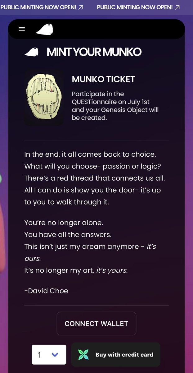 crossmint's tweet photo. The @munko public mint is open &amp; you can grab yours with a credit or debit card! 🚀 https://t.co/Id9cUr7Xz2