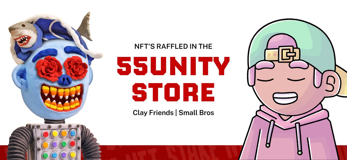 55unity's tweet image. 55UNITY STORE 🎁

Today two lucky Survivors won the raffle of a @ClayFriendsNFT and a @SmallBrosNFT in our marketplace!

Much more to come! Join the Unity 👊