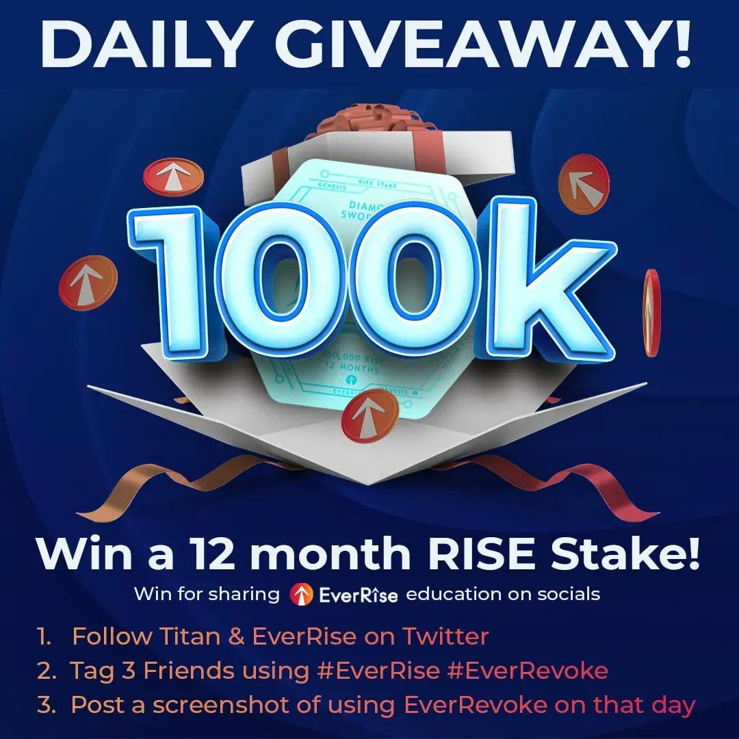 EverRise's tweet photo. 🎁 Educate to win $RISE!

🔐 Help your friends take control of their wallet. Review and revoke approvals with #EverRevoke: https://t.co/ZGP2CqdevF

How to enter:

1. Follow @TitanEverRise &amp; @EverRise
2. Tag 3 friends using #EverRise &amp; #EverRevoke
3. Post a SS using #EverRevoke https://t.co/yIa7Cx0Aro