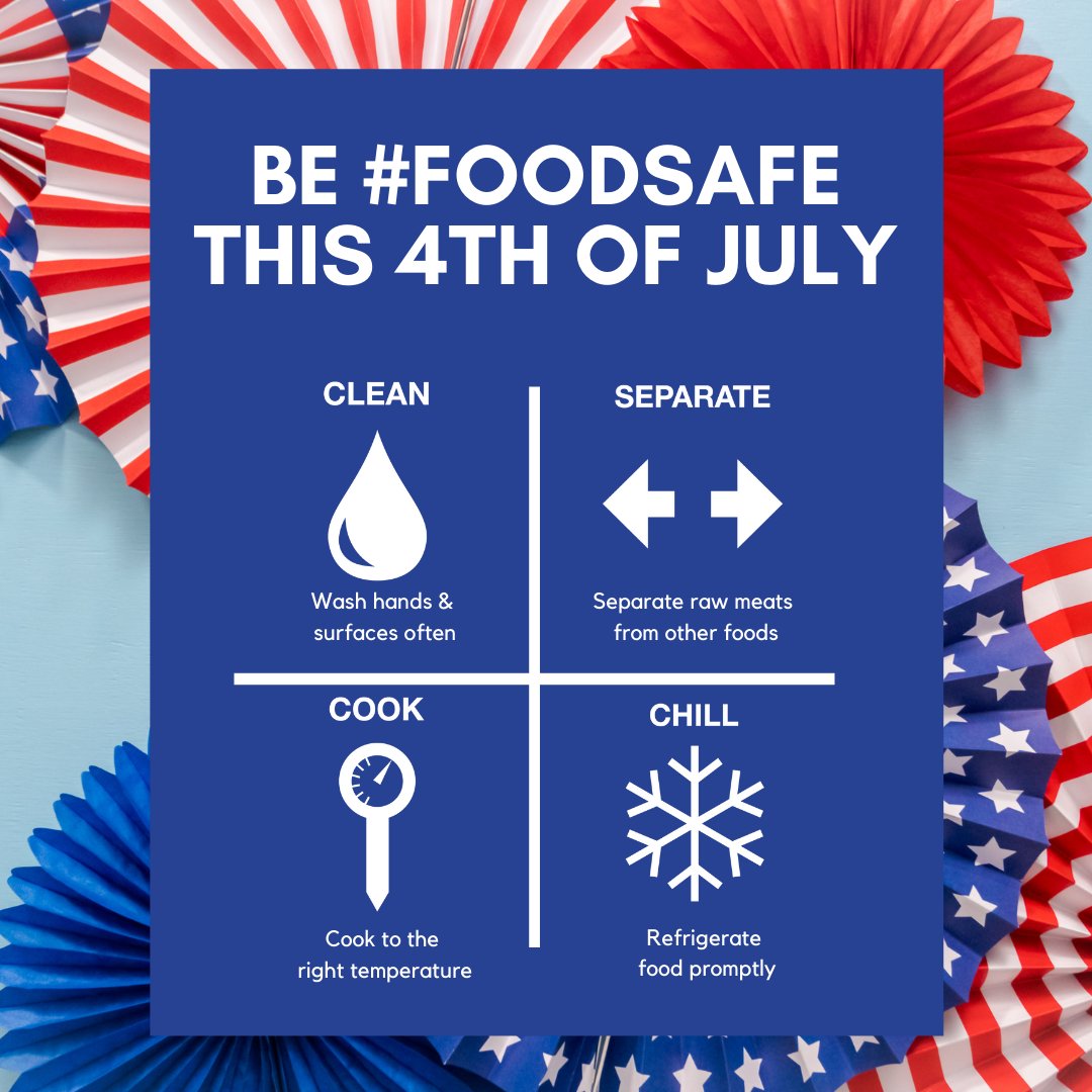 USDAFoodSafety's tweet photo. #Happy4thOfJuly! Check out these tips for a #foodsafe gathering to prevent foodborne illness: https://t.co/PM4kbMYjkR https://t.co/Ud2iePinNM
