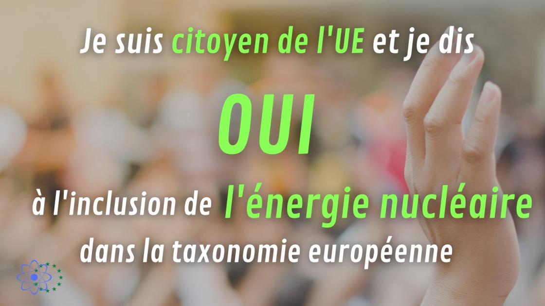 ppravier's tweet photo. Je suis citoyen de l'UE et je dis
OUI à l'inclusion de l'Energie #nucleaire dans la taxonomie européenne.
Pour notre réussite, notre société, nos enfants, la biodiversité, l'efficacité, la justice sociale.
#FinalVote #NuclearBelongsIn #GoGreenGoNuclear https://t.co/nSWUoWwd5v