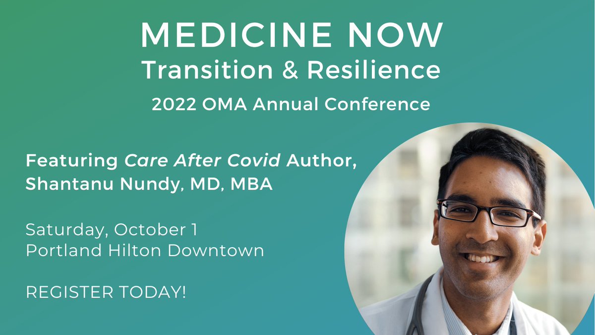 ORmedicine's tweet photo. Looking forward to this year's #ORMedConference and amazing speakers like @DrNundy, CMO for @Accolade and author of #CareAfterCovid, who will headline the event. The first 125 to register get a free copy of Care After Covid! REGISTER TODAY: https://t.co/tA172qcsdO https://t.co/JCXXmZvr5S