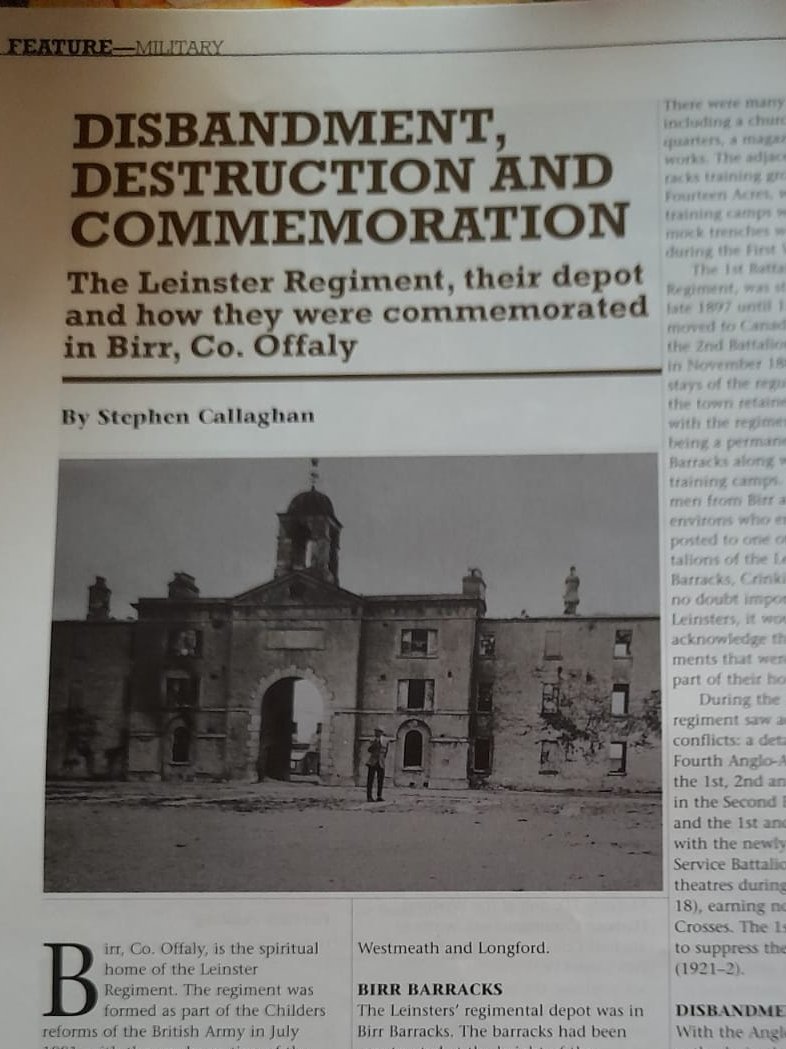 stecallaghan01's tweet photo. Over the moon to see my article on the Leinster Regiment and #Birr Barracks in the latest History Ireland! @offalyhistory @PoWLeinster https://t.co/ttYrDhahmO