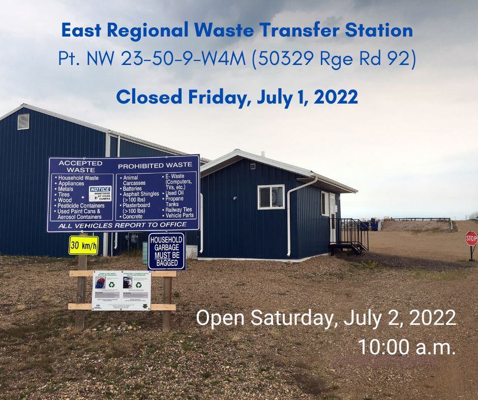 East Regional Waste Transfer Station Closed Canada Day