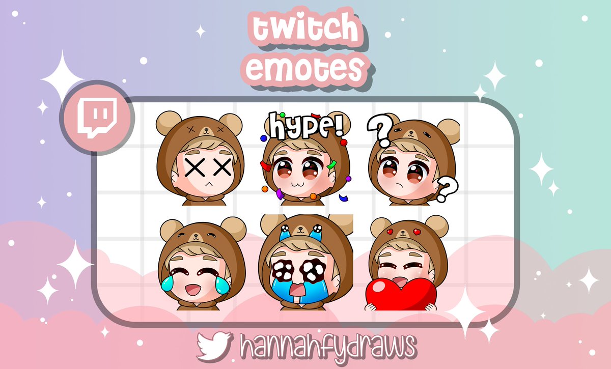 some super cute bear onesie Twitch emotes I did for 
<a href="/tall_n8/">Nate</a>
 I love these ones so much!
thank you so much for working with me :D
#emoteartist #twitchemote #twitchbadges #subbadges #commissionsopen