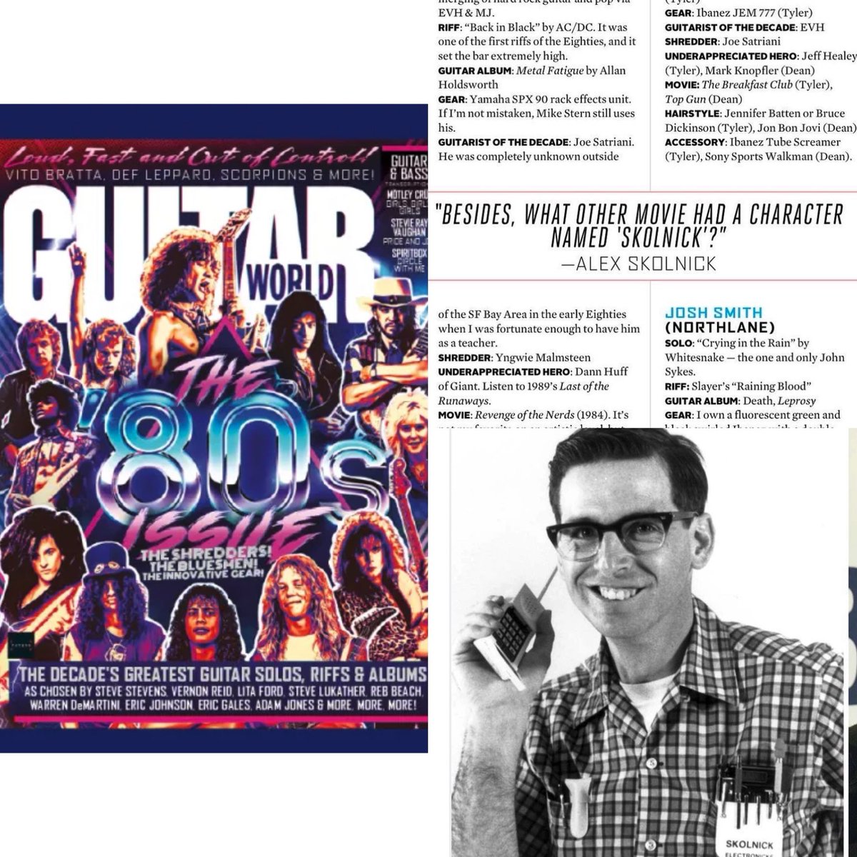 “Pull quote” in the new @GuitarWorld - For “The 80s Issue”, a whole bunch of us - from multiple generations and genres - named our picks for the the Eighties’ most definitive music, movies and more. Who’s knows right away what film I’m referring to here? 🤓