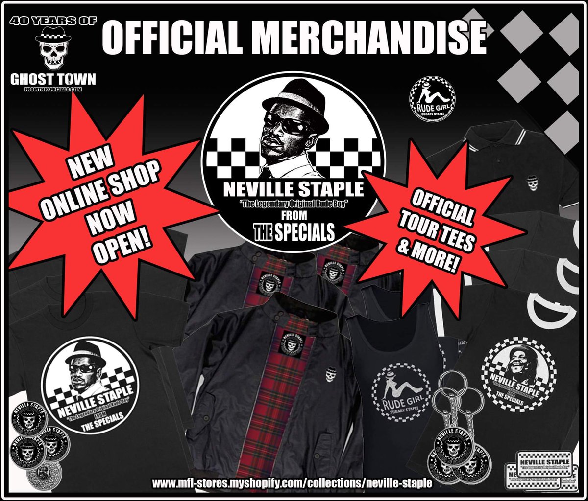 SugaryStaple's tweet photo. Official web-shop with all the exclusive items that keep selling out at gigs plus other online only items. Nice! π
Please RT. Thank you πxx
https://t.co/yayiHk5j0t
@NevilleStaple #40YearsOfGhostTown #GT40 #2tone #ska #ORIGINALRUDEBOY #fromthespecials
https://t.co/ovnFEfAx7c https://t.co/xoT4XN4ius