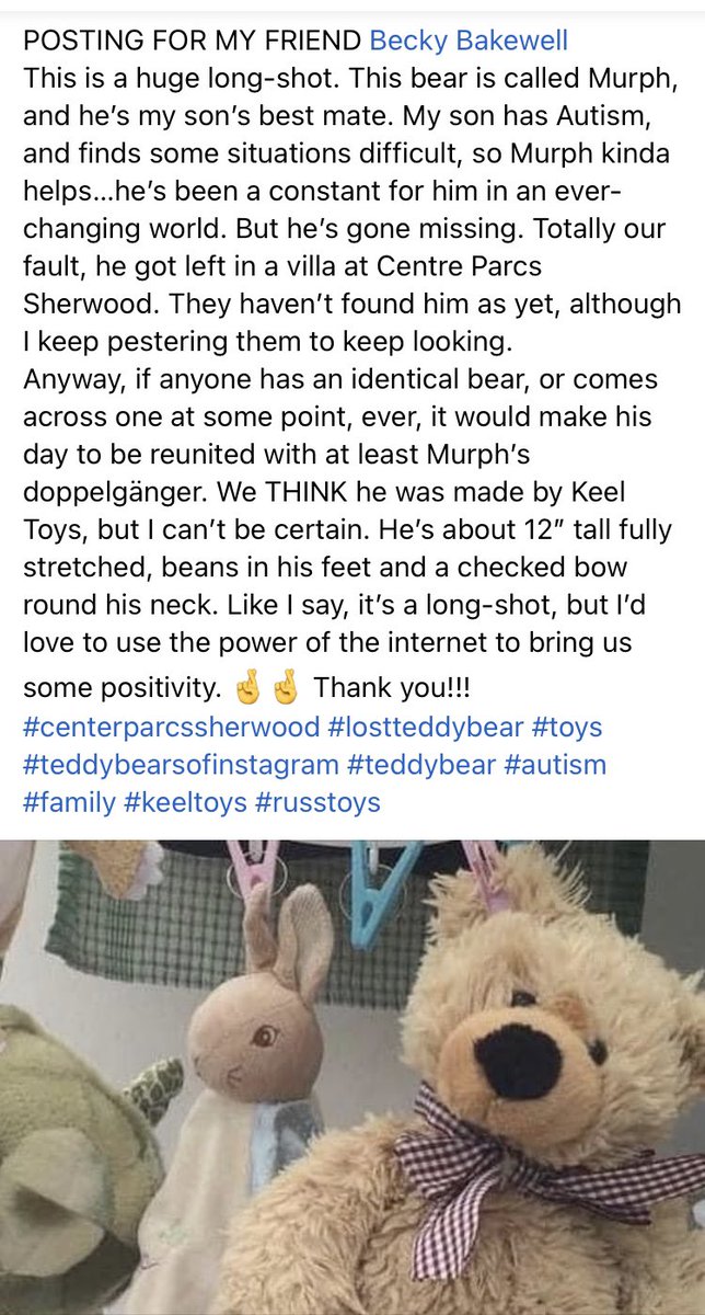 LydiaMerifield's tweet photo. @CenterParcsUK can you help find this bear? https://t.co/Tslk0UHTwp
