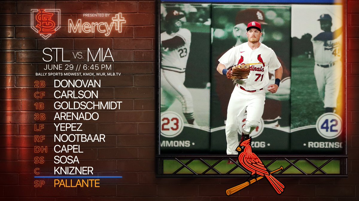 Cardinals's tweet photo. Conner Capel gets his first big league start! https://t.co/NPH9ygYlPZ