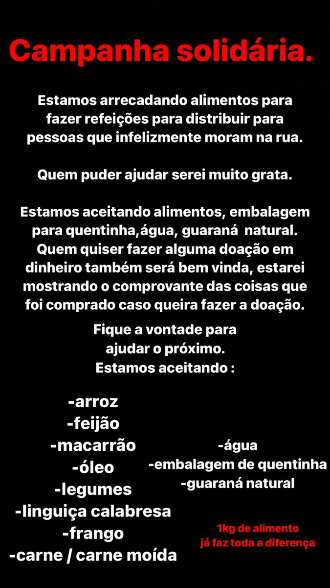 Quem quiser ajudar vou ficar muito grata, ou quem puder ajudar pelo menos compartilhando 🙏🏽