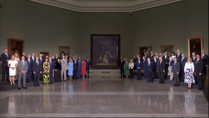 A historical image tonight in Madrid. Family photo of @NATO and #EU leaders @museodelprado after a very successful 1st day of #MadridNATO22 #NATOSummit