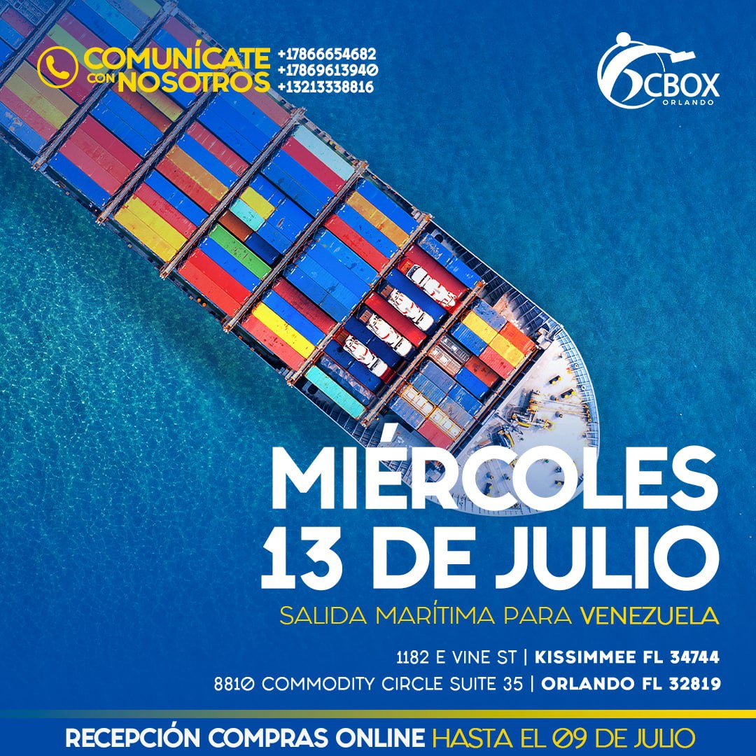 cboxorlando's tweet photo. Ya tenemos nueva fecha de salida📣

Miércoles 13 de Julio nos vamos a Venezuela vía marítima. Se viene la promo presdespacho, estén atentos⚠️.

#CBOXOrlando https://t.co/acxhSZ2QDH