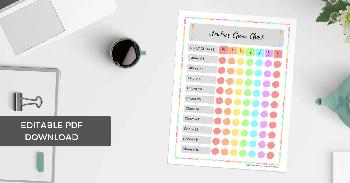 Editable chore chart #printable available in my #kofi shop! ko-fi.com/s/5e4a94b3b4 

With my kids home for summer and my #ADHD it can be hard to stay on top of my chores, let alone theirs! How do you keep up with chores? #familychores #printables #shop #handmade #customizable