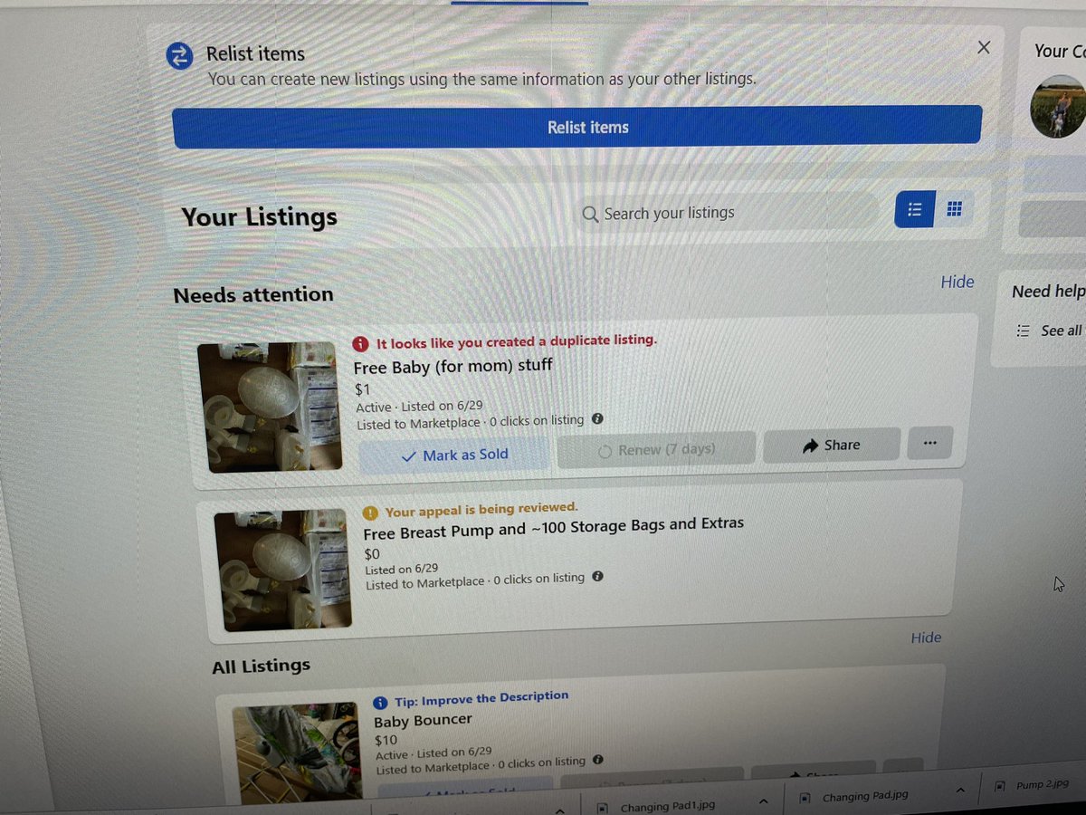 AwakeMary's tweet photo. Apparently donating a breast pump and breast milk bags is against Facebook policy!!! https://t.co/IQKEeG1cuy