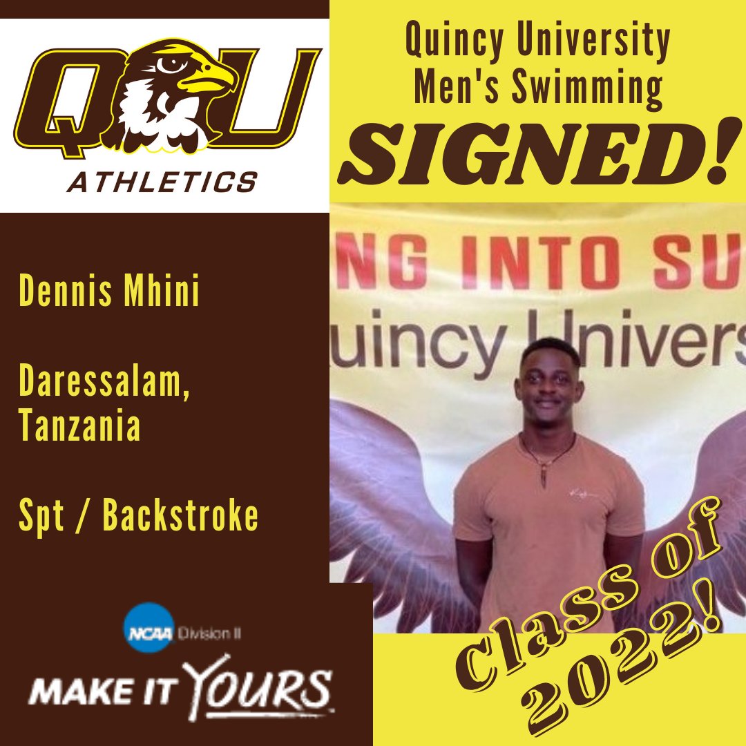 QUHawksSwim's tweet photo. Let's goooo!! Welcome to the Nest! We're ecstatic to bring transfer student Dennis Mhini here to Quincy! #StillGettingBetter #GOHAWKS! https://t.co/CkIMxhoW2y