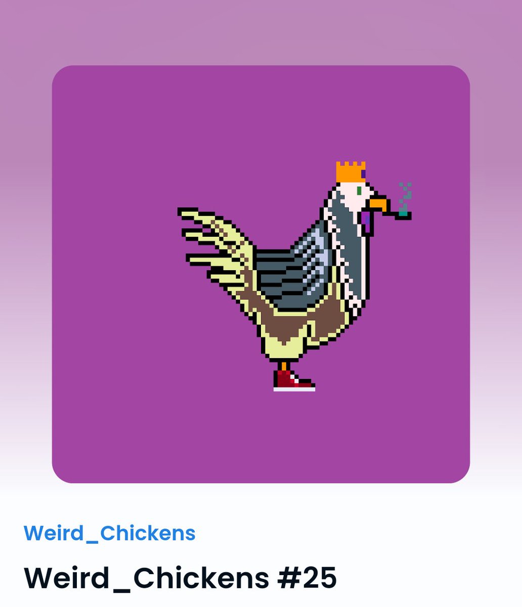 RArt47's tweet photo. 🐓Weird_Chickens #25🐓
💸Value: 0.02 eth💸

@opensea 

#NFTGiveaway #NFT #NFTs #NFTGiveaways #NFTCommunity #nftcollector #nftart #NFTcollectibles #OpenSea #Rarible #NFTdrop https://t.co/d6ITAeMiAq